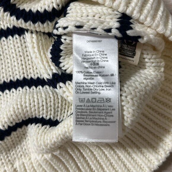 Madewell XL Bright Ivory Navy Stripes Reverse Knit Crewneck Sweater - Picture 16 of 16